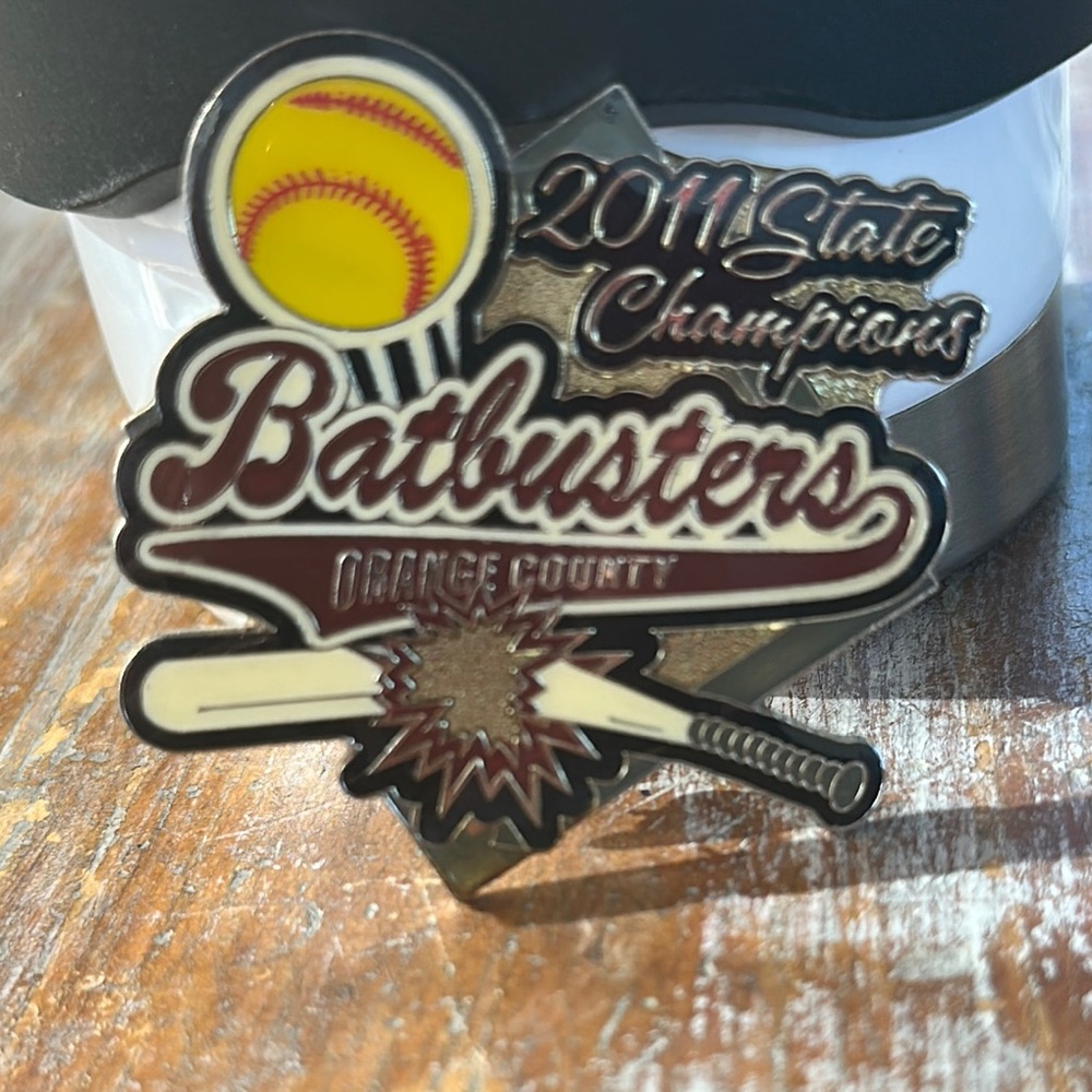 Batbusters Orange County 2011 State Champions pin with softball and broken bat - Picture 1 of 2